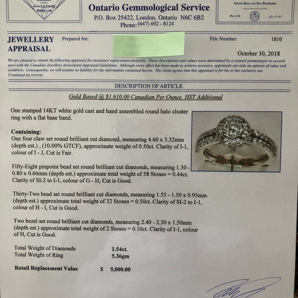 Authentic 14 Kt White Gold Diamond Halo Ring. - Picture 12 of 13